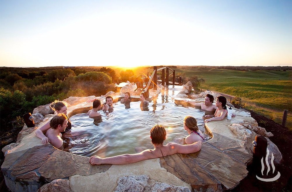 Warm mineral bathing pools at the Peninsula Hot Springs near Rye